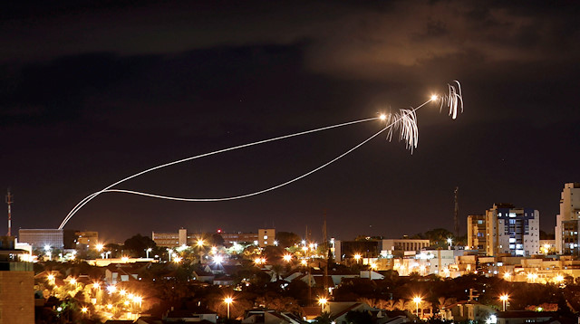 Iron Dome anti-missile system fires interception missiles as rockets are launched from Gaza towards Israel as seen from the city of Ashkelon, Israel October 27, 2018. 