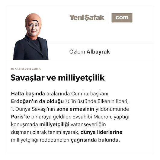 Ozlem Albayrak Savaslar Ve Milliyetcilik Sesli Makale Yeni Safak