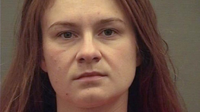 Maria Butina appears in a police booking photograph released by the Alexandria Sheriff's Office in Alexandria, Virginia, US.