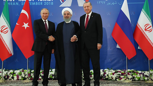 Vladimir Putin, Hassan Rouhani and Recep Tayyip Erdoğan. 