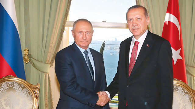 Rusya lideri Vladimir Putin,  Cumhurbaşkanı Recep Tayyip Erdoğan