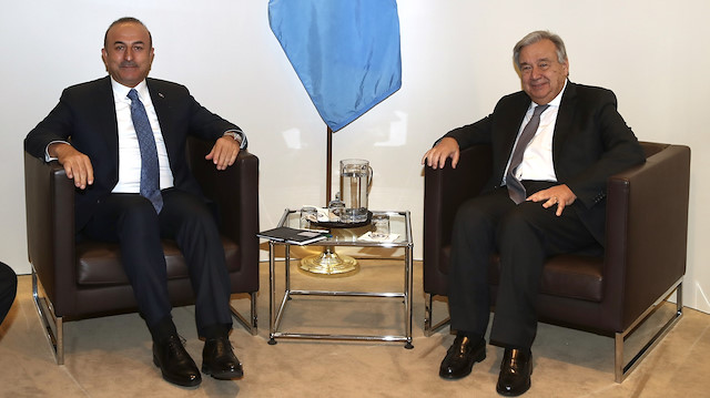 Mevlüt Çavuşoğlu and Antonio Guterres in New York