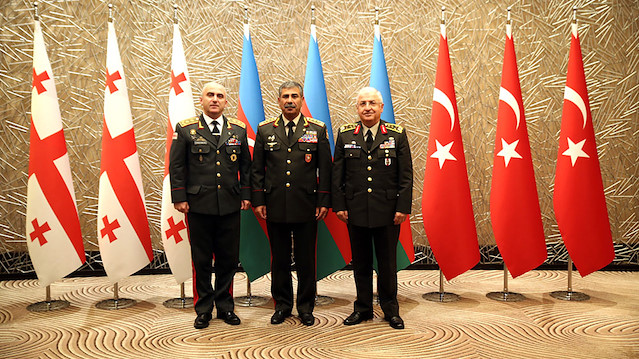 The tripartite meeting of Yaşar Güler - Zakir Hasanov - Vladimer Chachibaia

