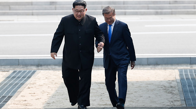 Kuzey Kore lideri Kim Jong Un and ve Güney Kore Devlet Başkanı Moon Jae-In 