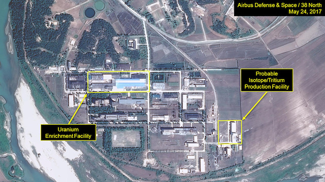 A satellite image of the radiochemical laboratory at the Yongbyon nuclear plant in North Korea by Airbus Defense & Space and 38 North released on July 14, 2017.