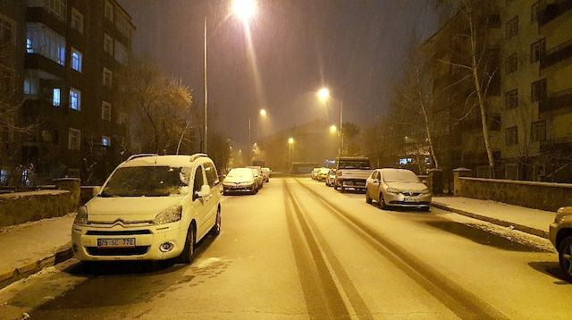 Erzurum'da kar yağışı etkili oldu