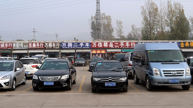 Used cars are seen at a second-hand car market in Pingdingshan, Henan province, China.