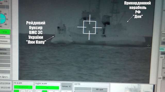 Rus gemilerinin Ukrayna savaş gemilerine müdahale ettiği ana ait görüntüler.
