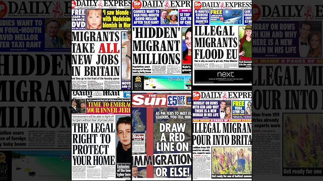 İngiliz gazetelerinde yer alan mülteci haberleri.