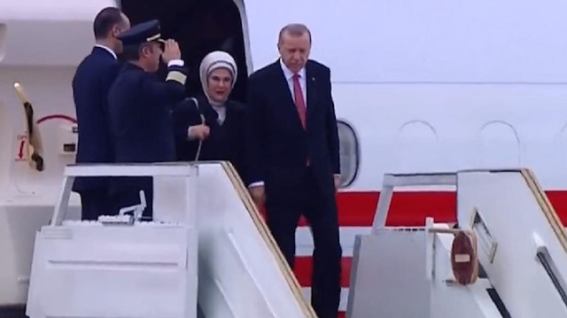 Turkish President and first lady  arrive at Buenos Aires Ezeiza Airport (EZE)