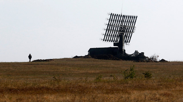 A Russian soldier guards a mobile radar near Kamensk-Shakhtinsky, Rostov Region