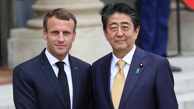 French President Emmanuel Macron and Japan's Prime Minister Shinzo Abe 