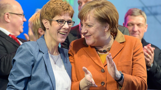 Annegret Kramp-Karrenbauer and Angela Merkel