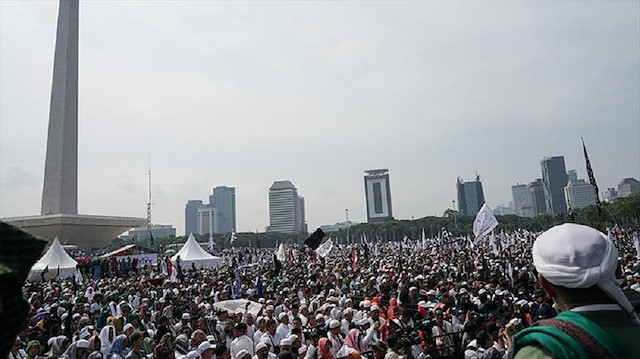 More than 2 million Indonesians gathered in capital Jakarta on Sunday to mark the second anniversary of the "212 movement" by holding a peaceful anti-government rally.
