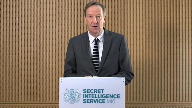 MI6 chief Alex Younger speaks at MI6's Vauxhall Cross headquarters