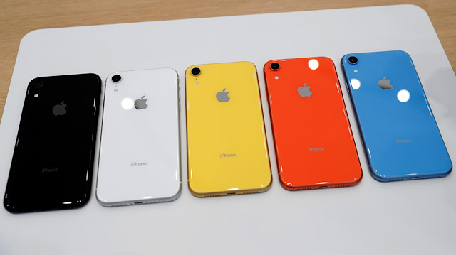 The various colors of newly released Apple iPhone XR are seen following the product launch event at the Steve Jobs Theater in Cupertino, California, U.S. September 12, 2018. 