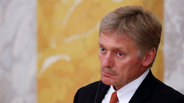 Kremlin spokesman Dmitry Peskov attends a news conference of Russian President Vladimir Putin and his French counterpart Emmanuel Macron in St. Petersburg, Russia.