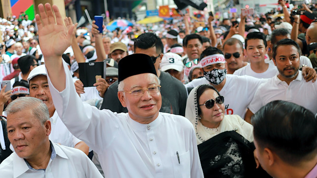 Former Malaysian Prime Minister Najib Razak and his wife Rosmah Mansor attend the Anti-ICERD (International Convention on the Elimination of All Forms of Racial Discrimination) mass rally in Kuala Lumpur, Malaysia.