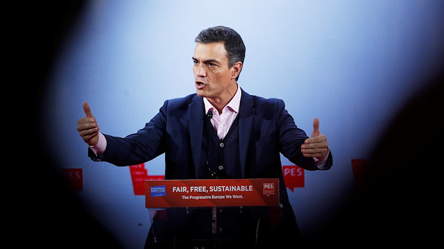 Spain's Prime Minister Pedro Sanchez speaks during the Party of European Socialists annual meeting in Lisbon, Portugal, December 8, 2018