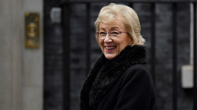 Britain's, Leader of the House of Commons, Andrea Leadsom, arrives in Downing Street, in central London, Britain.