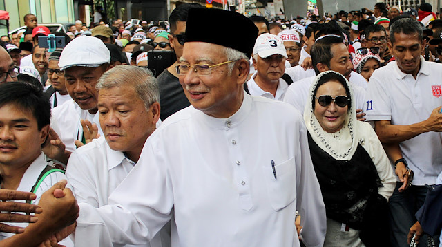 Former Malaysian Prime Minister Najib Razak and his wife Rosmah Mansor attend an Anti-ICERD (International Convention on the Elimination of All Forms of Racial Discrimination) mass rally in Kuala Lumpur, Malaysia, December 8, 2018