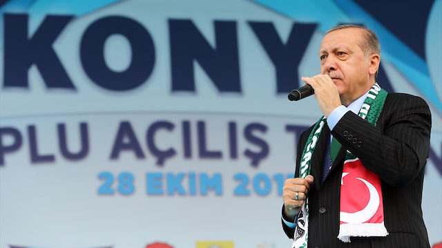 Cumhurbaşkanı Erdoğan, Konya Mevlana Meydanı'nda düzenlenen toplu açılış töreninde konuştu.