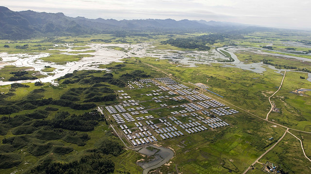 An aerial view of Hla Phoe Khaung transit camp for Rohingya who decide to return back from Bangladesh, is seen in Maungdaw, Rakhine state, Myanmar.