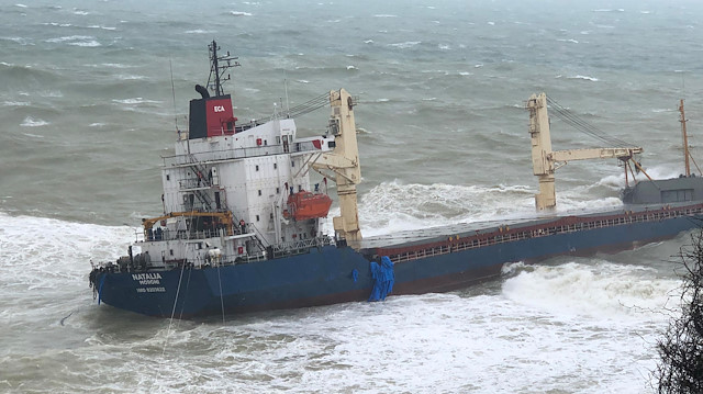 Cargo ship drifts ashore in Istanbul after storm