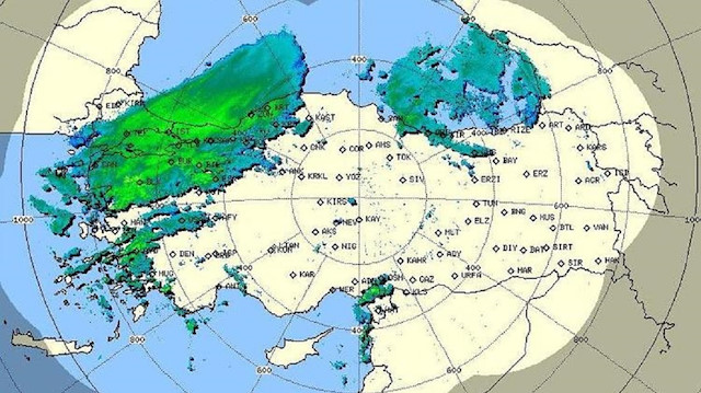 İstanbul'un Meteoroloji radarındaki hava durumu görüntüsü