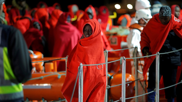 File photo: A migrant child intercepted off the coast in the Mediterranean Sea