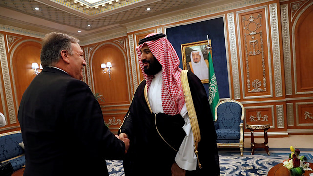 FILE PHOTO: U.S. Secretary of State Mike Pompeo meets with the Saudi Crown Prince Mohammed bin Salman during his visits in Riyadh, Saudi Arabia, October 16, 2018. 