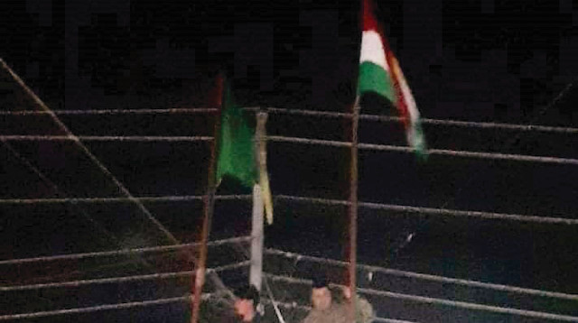 Barzani ve Talabani taraftarları şehrin geneline korsan bayraklar astı.