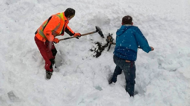 Karların altında kalan keçiyi demiryolu işçileri kurtardı.