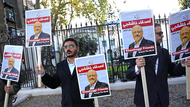 People protest against the killing of Saudi journalist Jamal Khashoggi