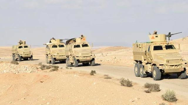 Egyptian Army's and police special forces' vehicles are seen 