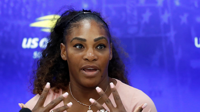 File photo: Serena Williams of the United States speaks at a news conference
