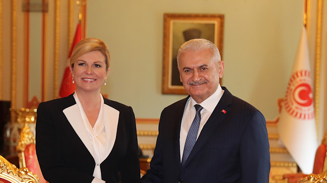 بن علي يلدريم يلتقي رئيسة كرواتيا في البرلمان التركي