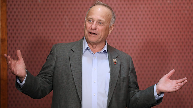 File photo: Republican Rep. Steve King talks to voters 