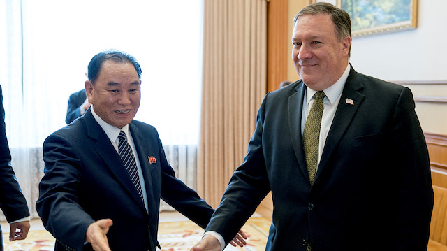 File photo: Secretary of State Mike Pompeo and Kim Yong Chol