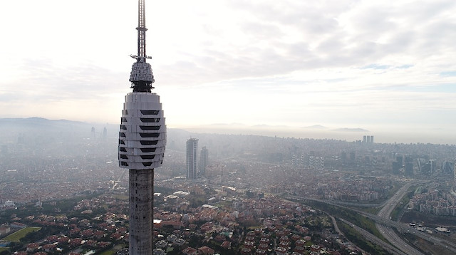 365 metre yüksekliğindeki Çamlıca Kulesi'nin son hali havadan görüntülendi.