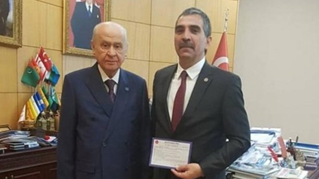 MHP Genel Başkanı Bahçeli ve danışman olarak atadığı Eyyup Yıldız.