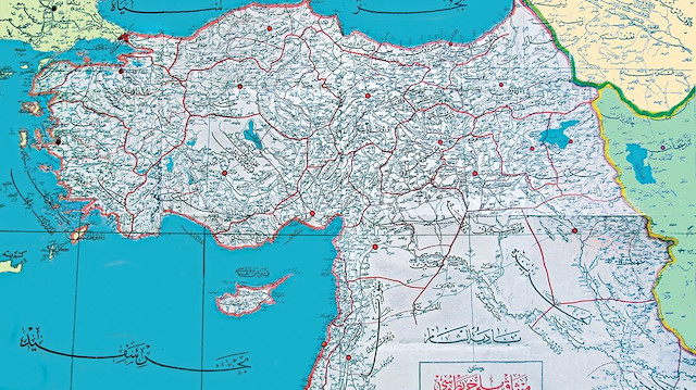 Millî sınırları gösteren 1 / 2.250.000 km. ölçekli “Yeni Mîsâk-ı Millî Haritası”