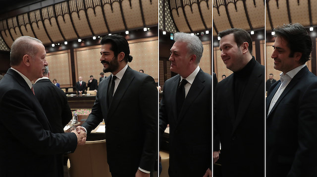 Cumhurbaşkanı Erdoğan ile görüşen isimler arasında Burak Özçivit, Tamer Karadağlı, Şahan Gökbakar gibi isimler yer aldı.