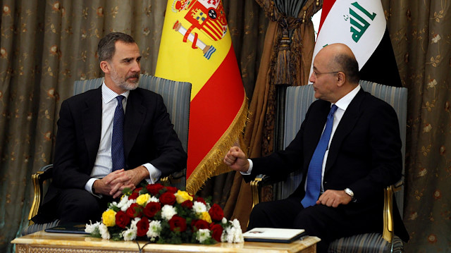 İspanya Kralı Felipe, Bağdat'taki ziyareti sırasında Irak Cumhurbaşkanı Berhem Salih ile bir araya geldi. 