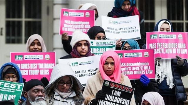 A group of Muslim women took to the steps of New York’s City Hall on Friday to mark World Hijab Day, a worldwide advocacy campaign to help spread awareness about the hijab and Islam.