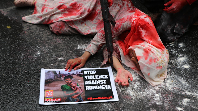 Indonesians protest Myanmar's oppressions towards Rohingya Muslims

