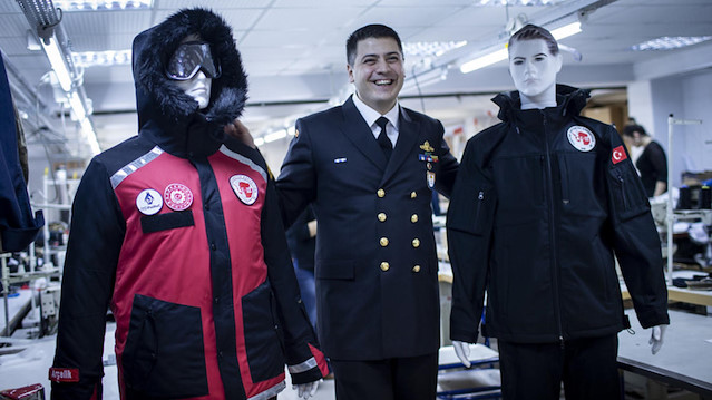 Clothes designed to withstand sub-zero weather conditions in Antarctica