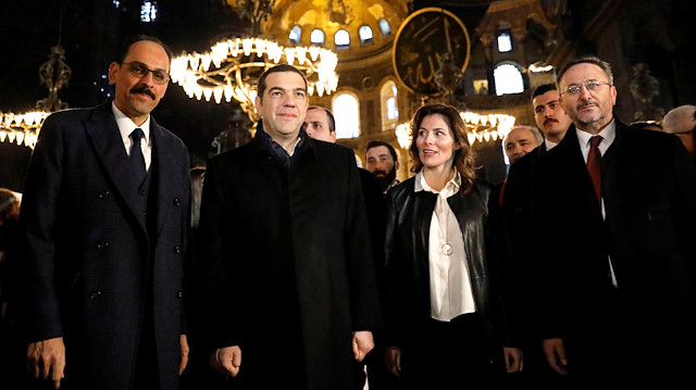 İbrahim Kalın ve Yunanistan Başbakanı Çipras Ayasofya Camii'nde.