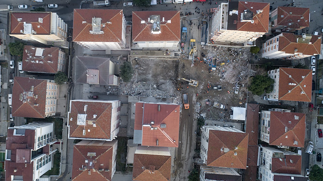 Kartal'daki arama çalışmalarının tamamlanmasının ardından yıkım çalışmaları da başlayacak. Bölgenin havadan görüntüsü.