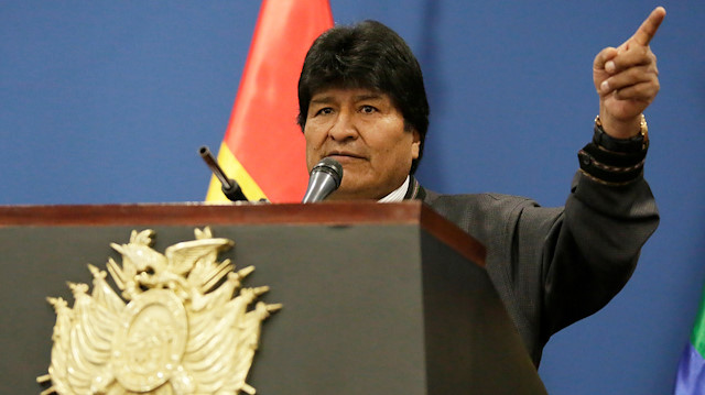 Bolivia's President Evo Morales speaks during a news conference 